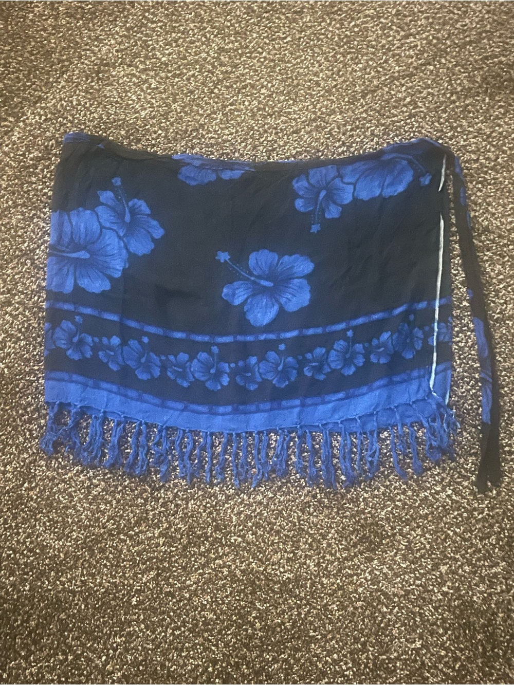 Source Unknown Blue and Black Floral Swim Sarong